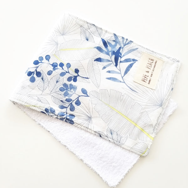 Burp Cloth - Blue Leaves