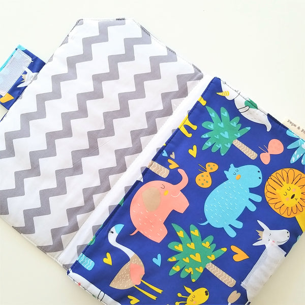 Baby Change Mat - Animals in Royal Blue