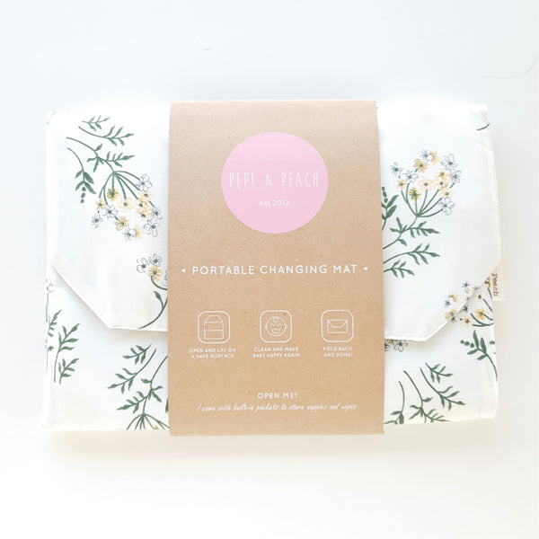 Baby Change Mat - White Jasmine